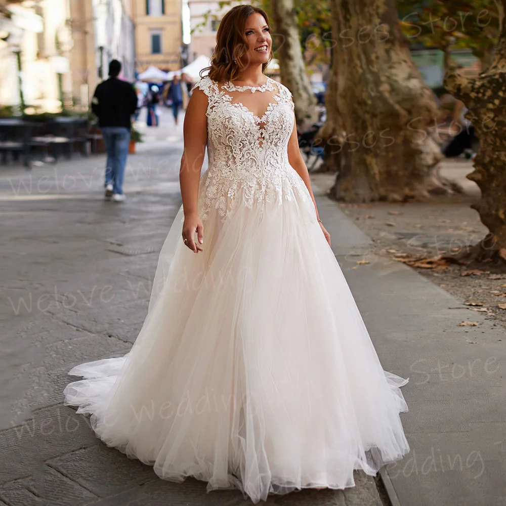 Luxurious A Line Women's Wedding Dresses O Neck Backless Vestidos De Novia Customized Bride Gowns Lace Appliques Abito Da Sposa
Luxurious A Line Women's Wedding Dresses O Neck Backless Vestidos De Novia Customized Bride Gowns Lace Appliques Abito Da Sposa