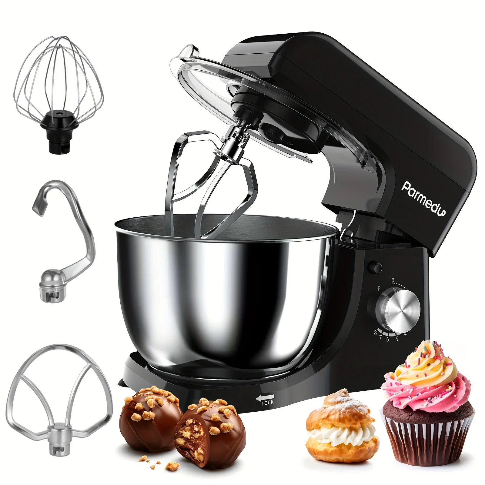 Compact Stand Mixer 11.8" D X 6.9" W X 10.4"H: 8-Speed 380 W Tilt-Head Household Food Mixer- 4.76 Qt 304 Stainless Steel Bowl wi
Compact Stand Mixer 11.8" D X 6.9" W X 10.4"H: 8-Speed 380 W Tilt-Head Household Food Mixer- 4.76 Qt 304 Stainless Steel Bowl wi