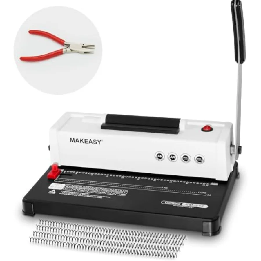 Office spiral binding machine for A4/A5/Letter paper, metal body, black, 4:1 pitch, 12-sheet punch capacity with electric coil
Office spiral binding machine for A4/A5/Letter paper, metal body, black, 4:1 pitch, 12-sheet punch capacity with electric coil