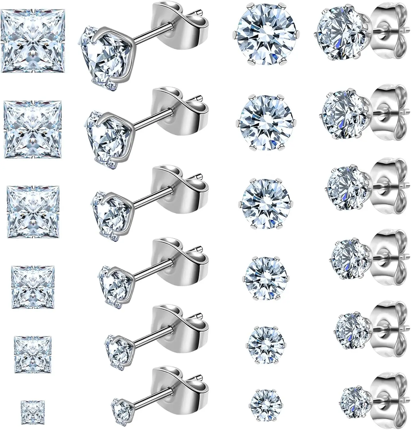 12 Pairs Sterling Silver Stud Earrings Set Hypoallergenic Cubic Zirconia Earrings for Women Girls
12 Pairs Sterling Silver Stud Earrings Set Hypoallergenic Cubic Zirconia Earrings for Women Girls