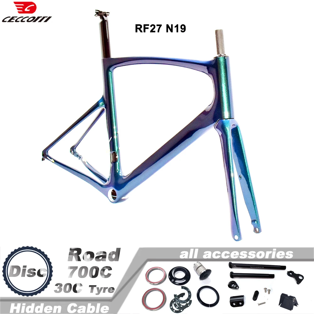 CECCOTTI RF27 Model Fully concealed cable Road Bike Full Carbon Fibre Bicycle Thru Axle Disc Brake Frame Fork+Seatpost+Headsets
CECCOTTI RF27 Model Fully concealed cable Road Bike Full Carbon Fibre Bicycle Thru Axle Disc Brake Frame Fork+Seatpost+Headsets