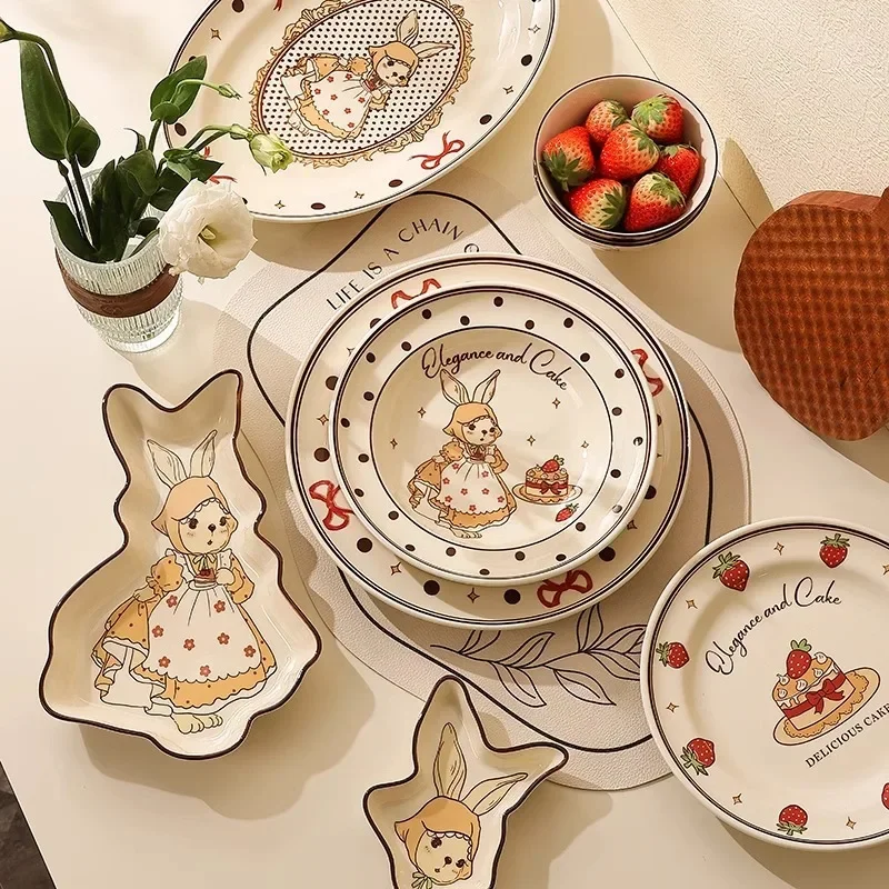French Retro Hepburn Rabbit Tableware,Home Fairy Tale Fairyland Cartoon Ceramic Dish Set,Romantic and High-end Housewarming Gift
French Retro Hepburn Rabbit Tableware,Home Fairy Tale Fairyland Cartoon Ceramic Dish Set,Romantic and High-end Housewarming Gift