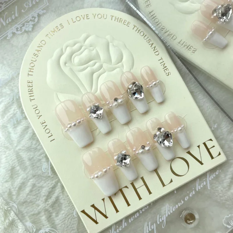 Handmade French Press on Nails with Charm Design Reusable Adhesive Cream White False Nails Artifical Nail Tips Nail Art for Girl
Handmade French Press on Nails with Charm Design Reusable Adhesive Cream White False Nails Artifical Nail Tips Nail Art for Girl