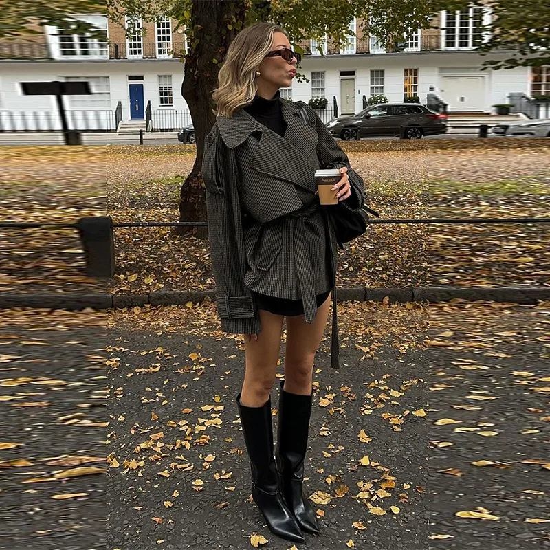 Зимняя модная короткая куртка с поясом, элегантные клетчатые ветровки на шнуровке с длинными рукавами, новинка 2025 года, повседневное женское пальто
Зимняя модная короткая куртка с поясом, элегантные клетчатые ветровки на шнуровке с длинными рукавами, новинка 2025 года, повседневное женское пальто