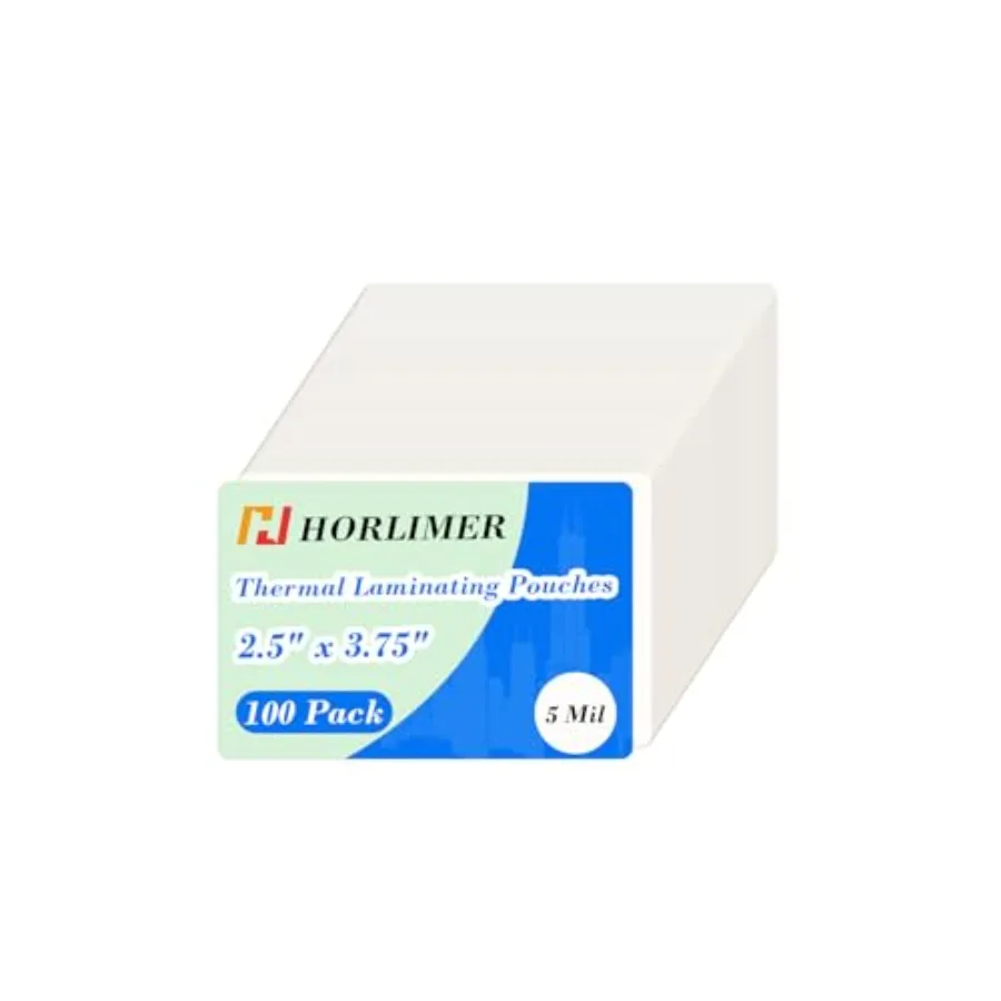 HORLIMER 100 Pack 2 x 3.5 Thermal Laminating Sheets, Clear Business Card Laminating Pouches 2.5 x 3.75 for Laminator
HORLIMER 100 Pack 2 x 3.5 Thermal Laminating Sheets, Clear Business Card Laminating Pouches 2.5 x 3.75 for Laminator
