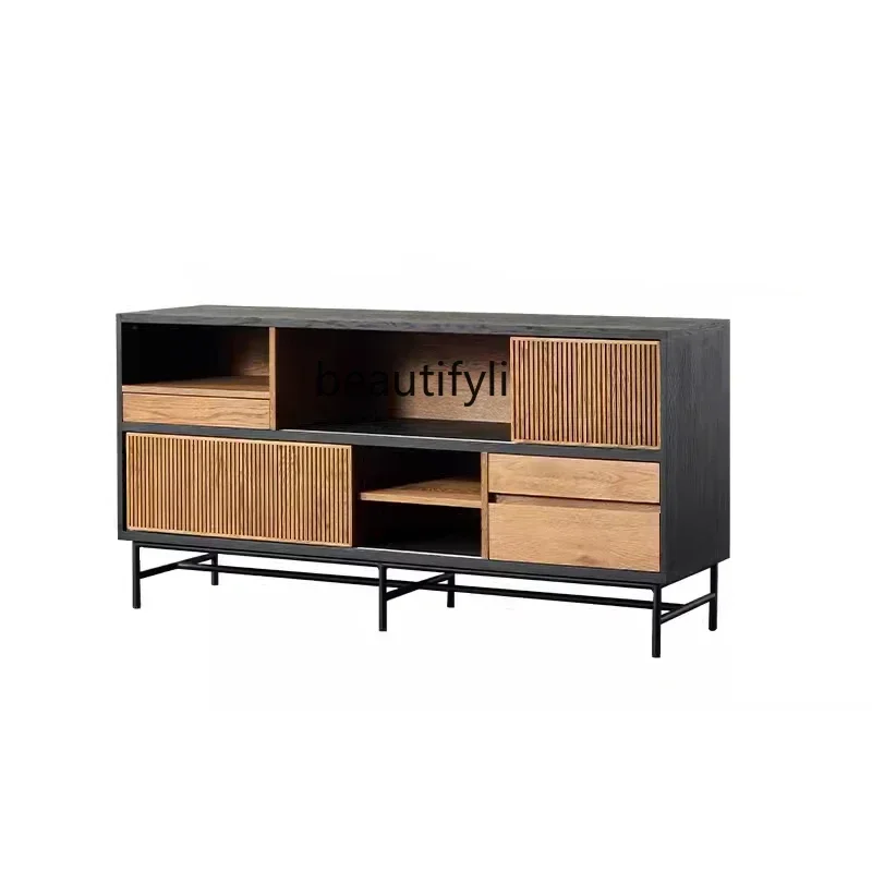 Nordic modern retro color matching solid wood dining side cabinet designer oak tea cupboard
Nordic modern retro color matching solid wood dining side cabinet designer oak tea cupboard