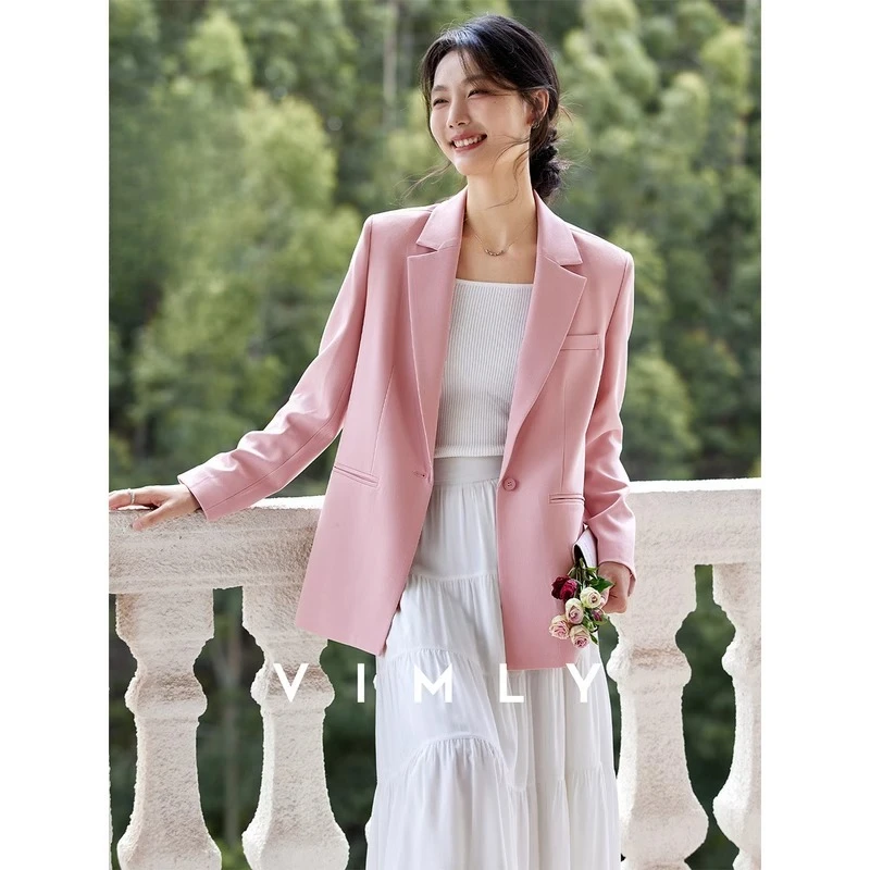 VIMLY Pink Blazer Woman Long Sleeve Notched Casual Blazers Femmes Autumn 2025 Office Wear New Loose Button Ladies Blazers A1062
VIMLY Pink Blazer Woman Long Sleeve Notched Casual Blazers Femmes Autumn 2025 Office Wear New Loose Button Ladies Blazers A1062
