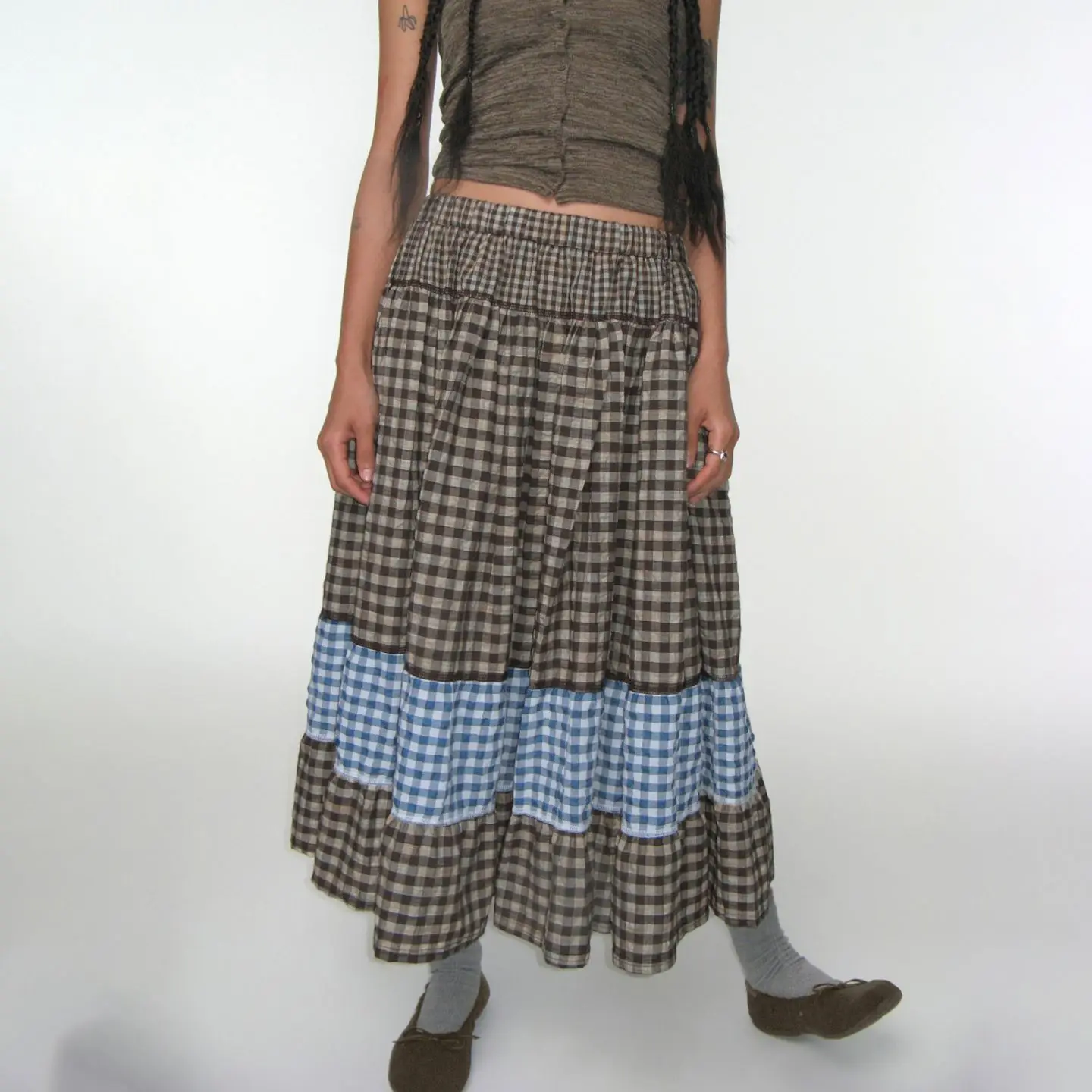 1925 Ретро-юбка в клетку контрастного цвета, женская длинная юбка, свободная и тонкая пасторальная юбка А-образной формы для девочек
1925 Ретро-юбка в клетку контрастного цвета, женская длинная юбка, свободная и тонкая пасторальная юбка А-образной формы для девочек