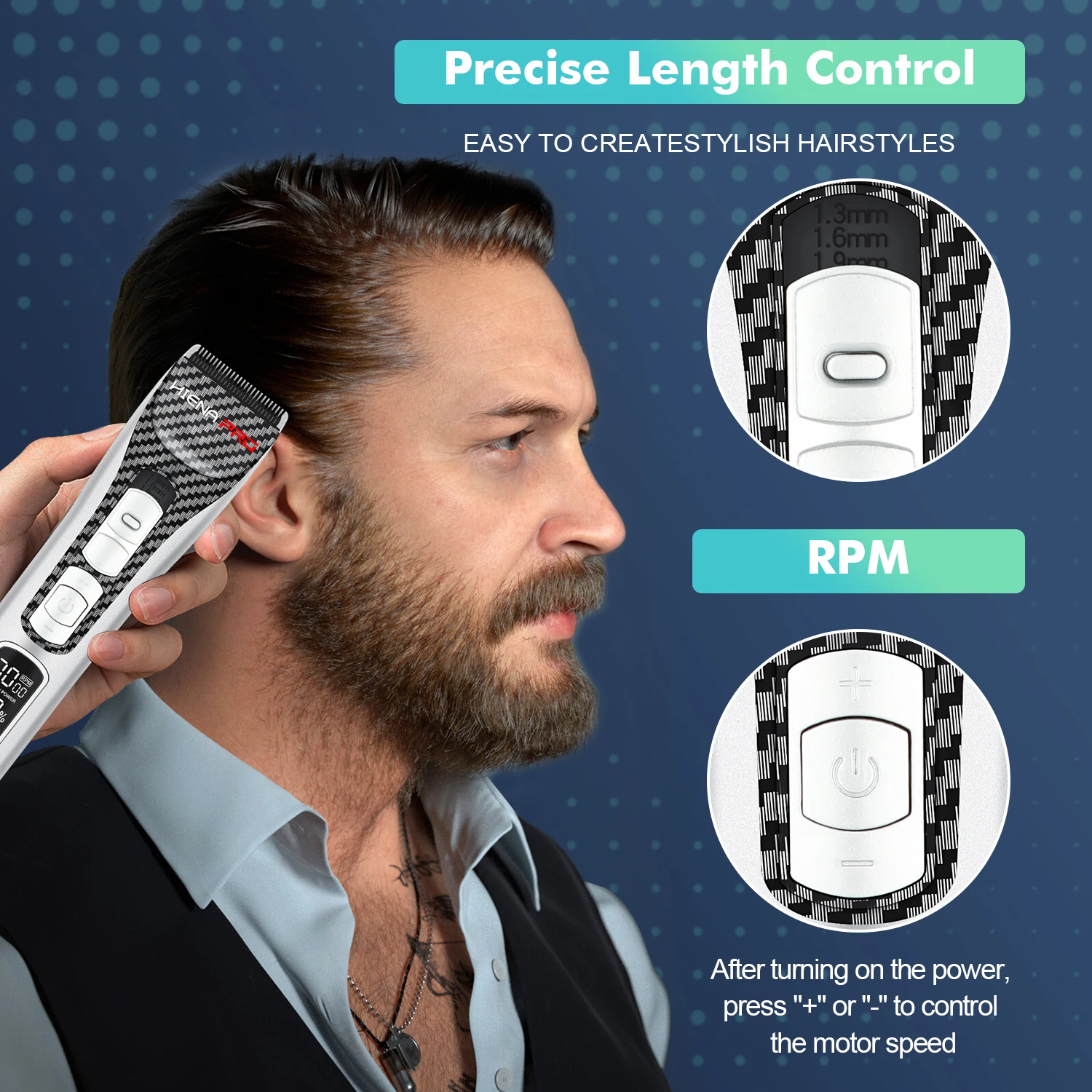 Hair Clipper USB Rechargeable Hair Trimmer Titanium Ceramic Blade LCD Professional Strong Power Salon Hair Cutting Machine
Hair Clipper USB Rechargeable Hair Trimmer Titanium Ceramic Blade LCD Professional Strong Power Salon Hair Cutting Machine