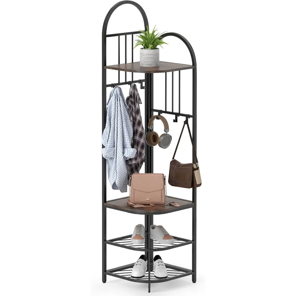 Corner Hall Tree, 71" Corner Coat Rack w/Shoe Storage Bench, 6 Removable Hooks, 4-Tier Entryway Shoes Shelf Organizer,
Corner Hall Tree, 71" Corner Coat Rack w/Shoe Storage Bench, 6 Removable Hooks, 4-Tier Entryway Shoes Shelf Organizer,