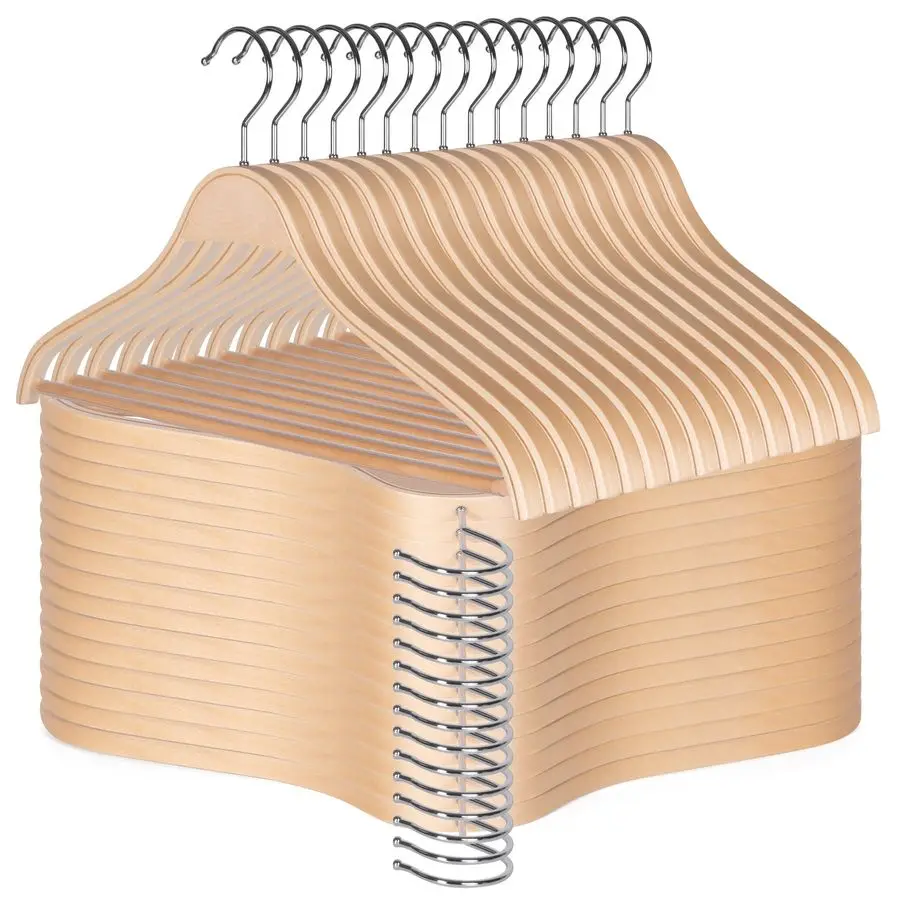 Wooden Coat Hangers, 30 Pack Light Weight Wood Coat Suit Hangers with NonSlip Pant Bar, Natural Finish
Wooden Coat Hangers, 30 Pack Light Weight Wood Coat Suit Hangers with NonSlip Pant Bar, Natural Finish