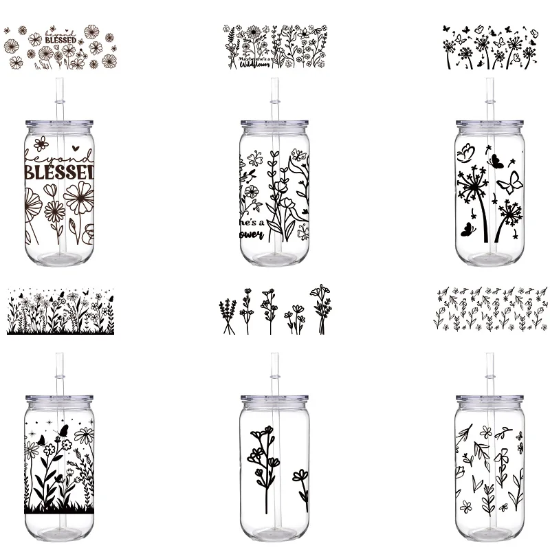 16OZ Printed PET Cup With Straw Transparent Lid Black Flowers Pattern Design Can Hold Coffee Juice Watter High Quality Bottle
16OZ Printed PET Cup With Straw Transparent Lid Black Flowers Pattern Design Can Hold Coffee Juice Watter High Quality Bottle