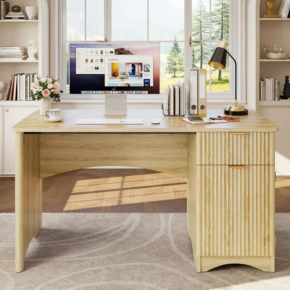 47 Natural Oak Computer Desk with Storage Cabinet for Home Office or Bedroom
47 Natural Oak Computer Desk with Storage Cabinet for Home Office or Bedroom