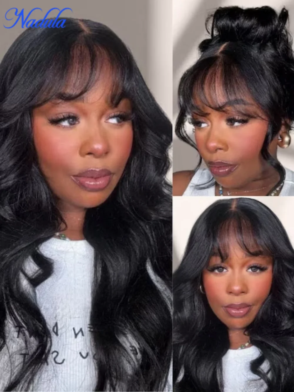 Nadula Hair 7x5 Bye Bye Knots and 13x4 3D Loose Wave Lace Frontal Wig with Bangs Pre everything Put on and Go Human Hair Wig
Nadula Hair 7x5 Bye Bye Knots and 13x4 3D Loose Wave Lace Frontal Wig with Bangs Pre everything Put on and Go Human Hair Wig