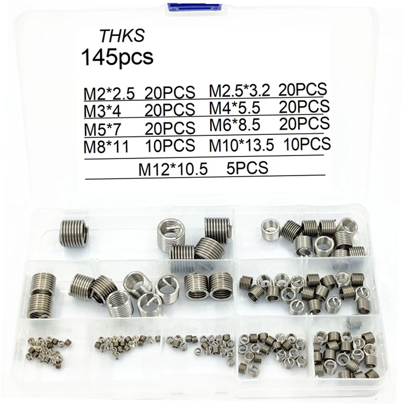 145pcs Helicoil Wire Thread Repair Inserts Kit M2 M2.5 M3 M4 M5 M6 M8 M10 M12 304 Stainless Steel Wire Thread Sleeve Bushing
145pcs Helicoil Wire Thread Repair Inserts Kit M2 M2.5 M3 M4 M5 M6 M8 M10 M12 304 Stainless Steel Wire Thread Sleeve Bushing