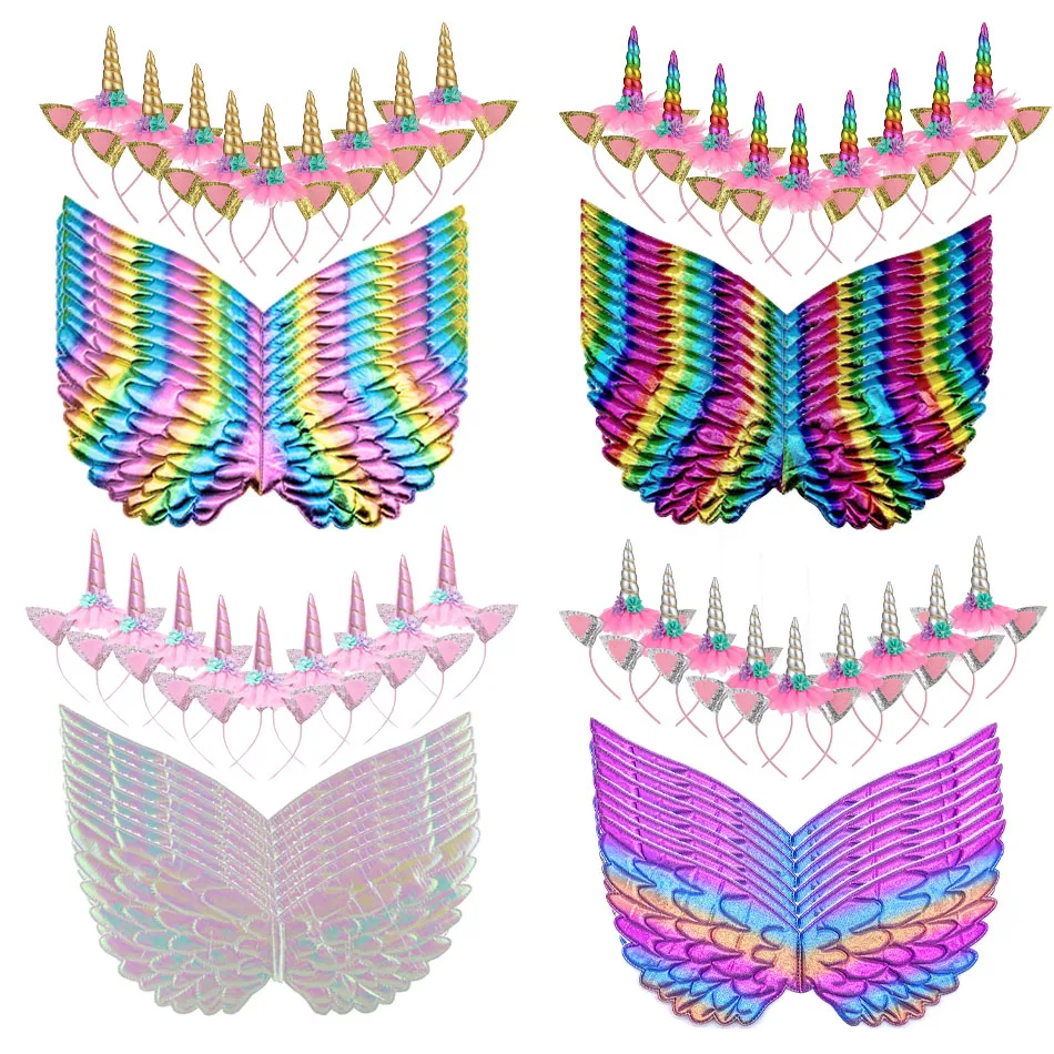 Wholesale 10Pcs/set Girls Boys Birthday Unicorn Party Decor Rainbow Unicornio Wings Headband Kids Cosplay Supplies Girls Baby
Wholesale 10Pcs/set Girls Boys Birthday Unicorn Party Decor Rainbow Unicornio Wings Headband Kids Cosplay Supplies Girls Baby