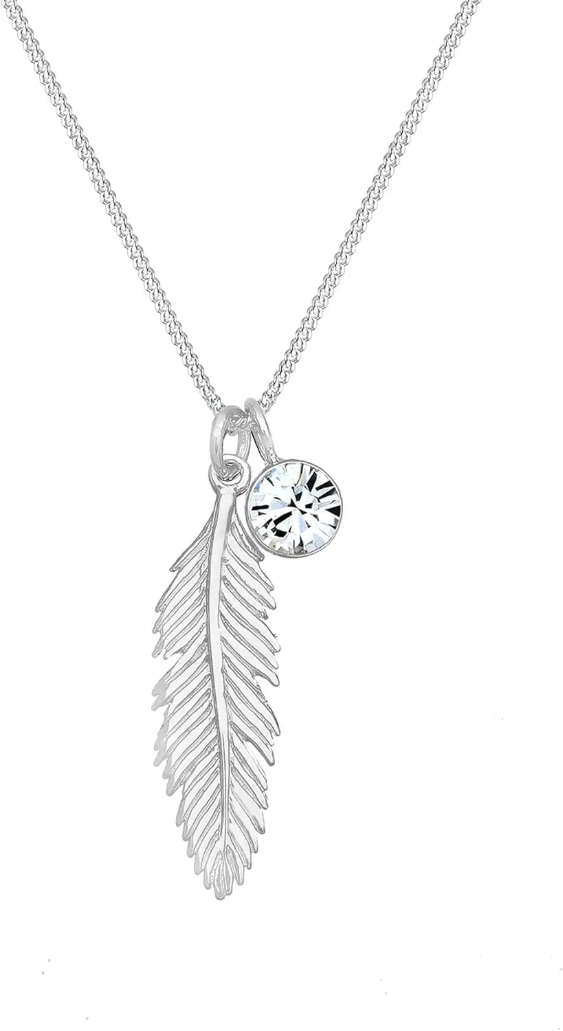 Women's Necklace Feather Pendant Boho with Shiny Stones
Women's Necklace Feather Pendant Boho with Shiny Stones