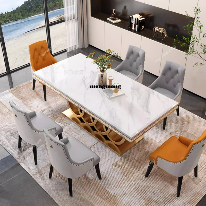 stainless steel marble large apartment luxury villa rectangular comfortable solid wood dining table and chair combination
stainless steel marble large apartment luxury villa rectangular comfortable solid wood dining table and chair combination