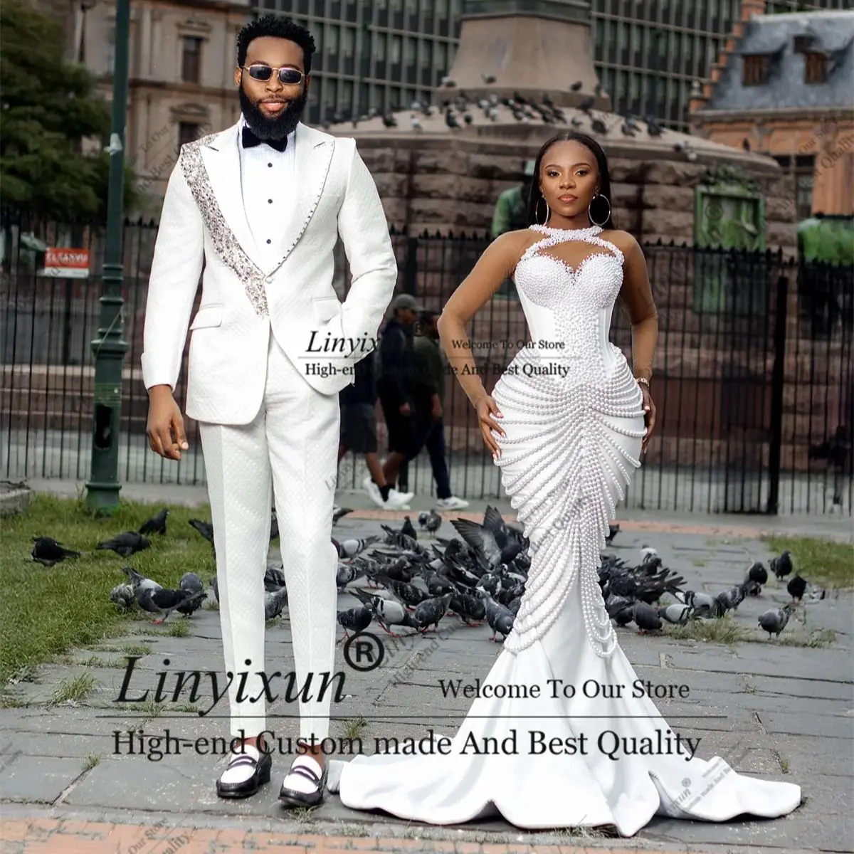 Handsome Groom Tuxedos Men Suit Sparkly Beaded Stones Customized 2 Piece Set Wedding Male Blazers Slim Fit Party ropa hombre
Handsome Groom Tuxedos Men Suit Sparkly Beaded Stones Customized 2 Piece Set Wedding Male Blazers Slim Fit Party ropa hombre