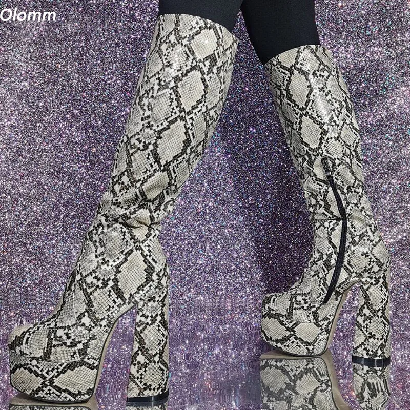 Olomm Hot Women Winter Knee Boots Zipper Block High Heels Round Toe Beautiful Snake Party Shoes Ladies Plus US Size 5-20
Olomm Hot Women Winter Knee Boots Zipper Block High Heels Round Toe Beautiful Snake Party Shoes Ladies Plus US Size 5-20