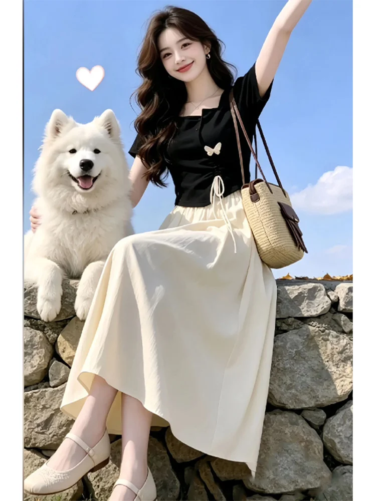 plus Size Women's Drawstring Short Sleeve T-Shirt And Peach Color Skirt Slimming Outfit Two Piece Set Casual Fashion
plus Size Women's Drawstring Short Sleeve T-Shirt And Peach Color Skirt Slimming Outfit Two Piece Set Casual Fashion