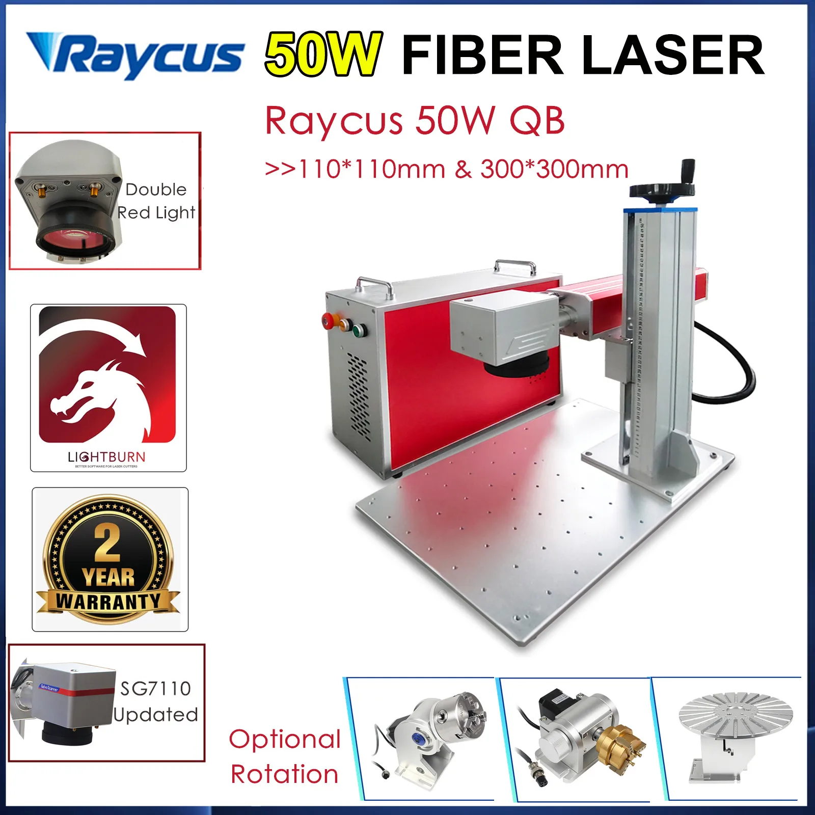 Raycus 50W 30W 20W Fiber Laser Metal Marking Engraving Machine Jewelry Silver Engraver Rotary Axis SG7110 Lens, Dual Red Light
Raycus 50W 30W 20W Fiber Laser Metal Marking Engraving Machine Jewelry Silver Engraver Rotary Axis SG7110 Lens, Dual Red Light