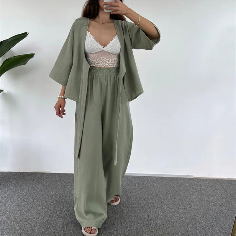 Loose Women's Fashionable Casual Suit Belt Sleeveless Placket Cotton Linen Trousers Two-piece Comfortable Breathable Soft Fabric
Loose Women's Fashionable Casual Suit Belt Sleeveless Placket Cotton Linen Trousers Two-piece Comfortable Breathable Soft Fabric