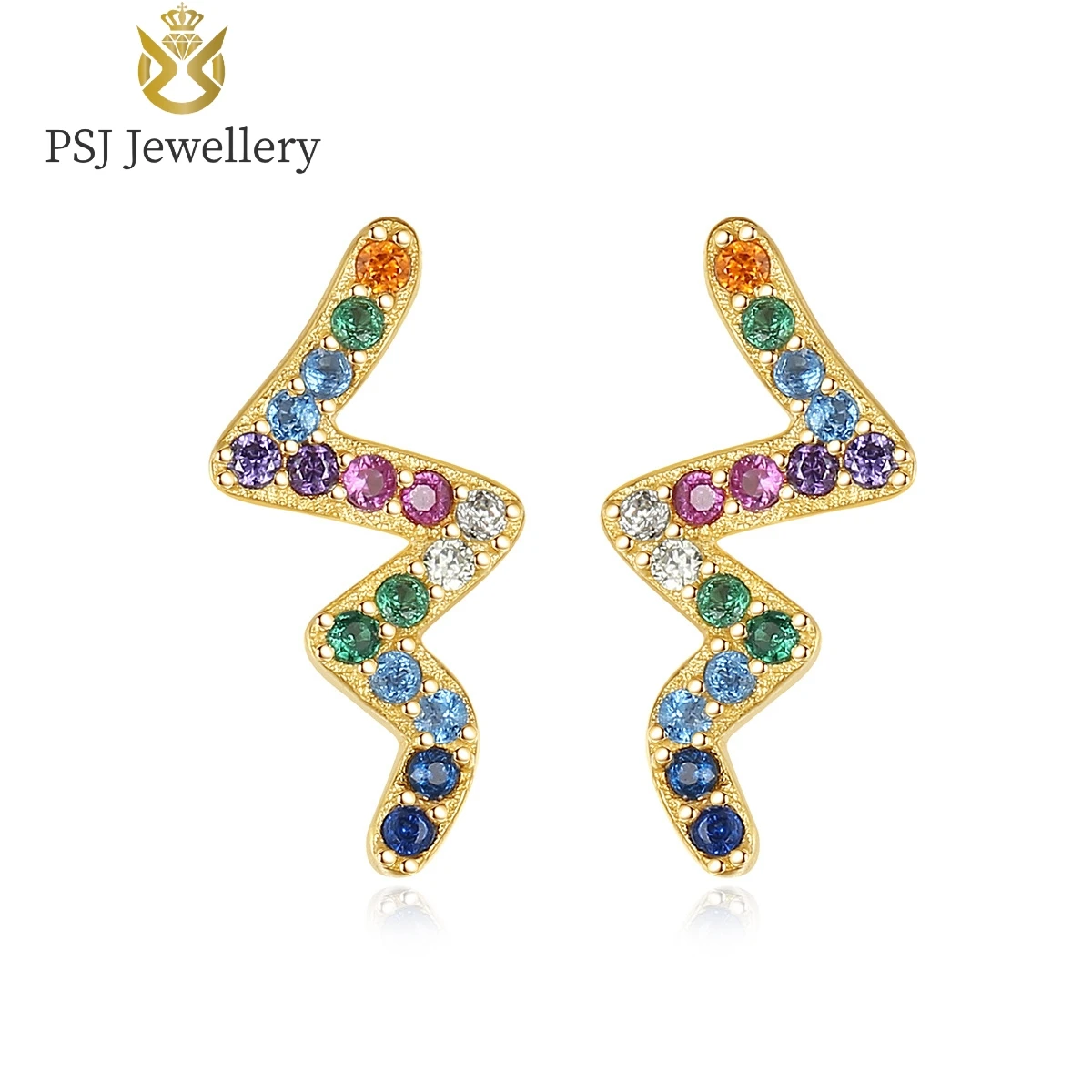 PSJ Fashion Jewelry Colorful Candy Zircon Snake Shaped 18K Gold Plated S925 Sterling Silver Stud Earrings for Women
PSJ Fashion Jewelry Colorful Candy Zircon Snake Shaped 18K Gold Plated S925 Sterling Silver Stud Earrings for Women