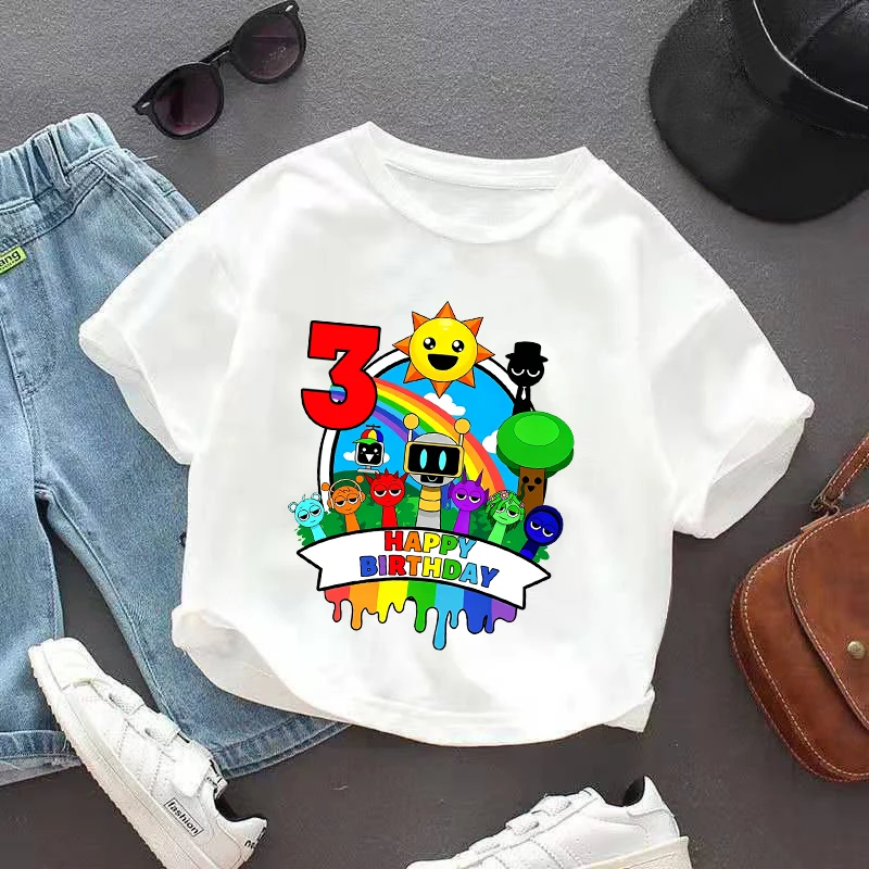 Sprunkis Series Number T-Shirt for Children Summer Oren Raddy Sky Birthday Clothes Casual Hot Game Long Sleeve Top Cute Kid Gift
Sprunkis Series Number T-Shirt for Children Summer Oren Raddy Sky Birthday Clothes Casual Hot Game Long Sleeve Top Cute Kid Gift