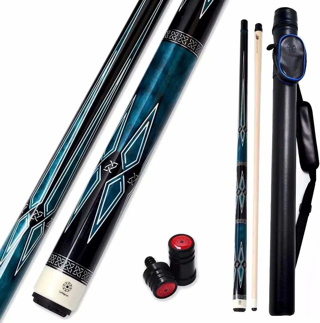58" 2-Piece Pool Cue Set with Low Deflection Shaft, 13mm Tip, Hard Case, 19-21 oz
58" 2-Piece Pool Cue Set with Low Deflection Shaft, 13mm Tip, Hard Case, 19-21 oz