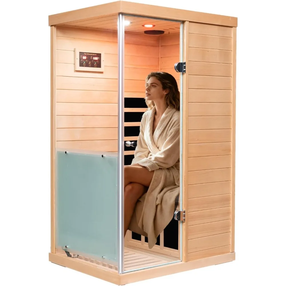 Single Sauna for Home Use, Wooden Low Emf Far Infrared Sauna Room with Bluetooth Speaker & Reading Light & Red Light,Customized
Single Sauna for Home Use, Wooden Low Emf Far Infrared Sauna Room with Bluetooth Speaker & Reading Light & Red Light,Customized