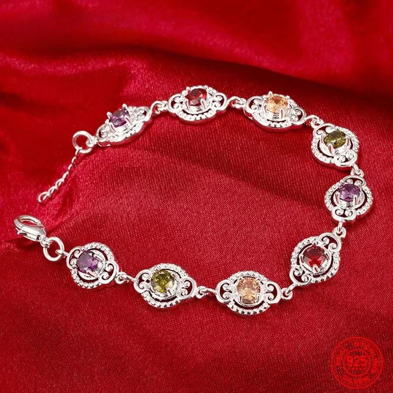New fine 925 Sterling Silver Fashion Crystal exquisite Bracelet For Women lady wedding party designer Jewelry Christmas Gifts
New fine 925 Sterling Silver Fashion Crystal exquisite Bracelet For Women lady wedding party designer Jewelry Christmas Gifts