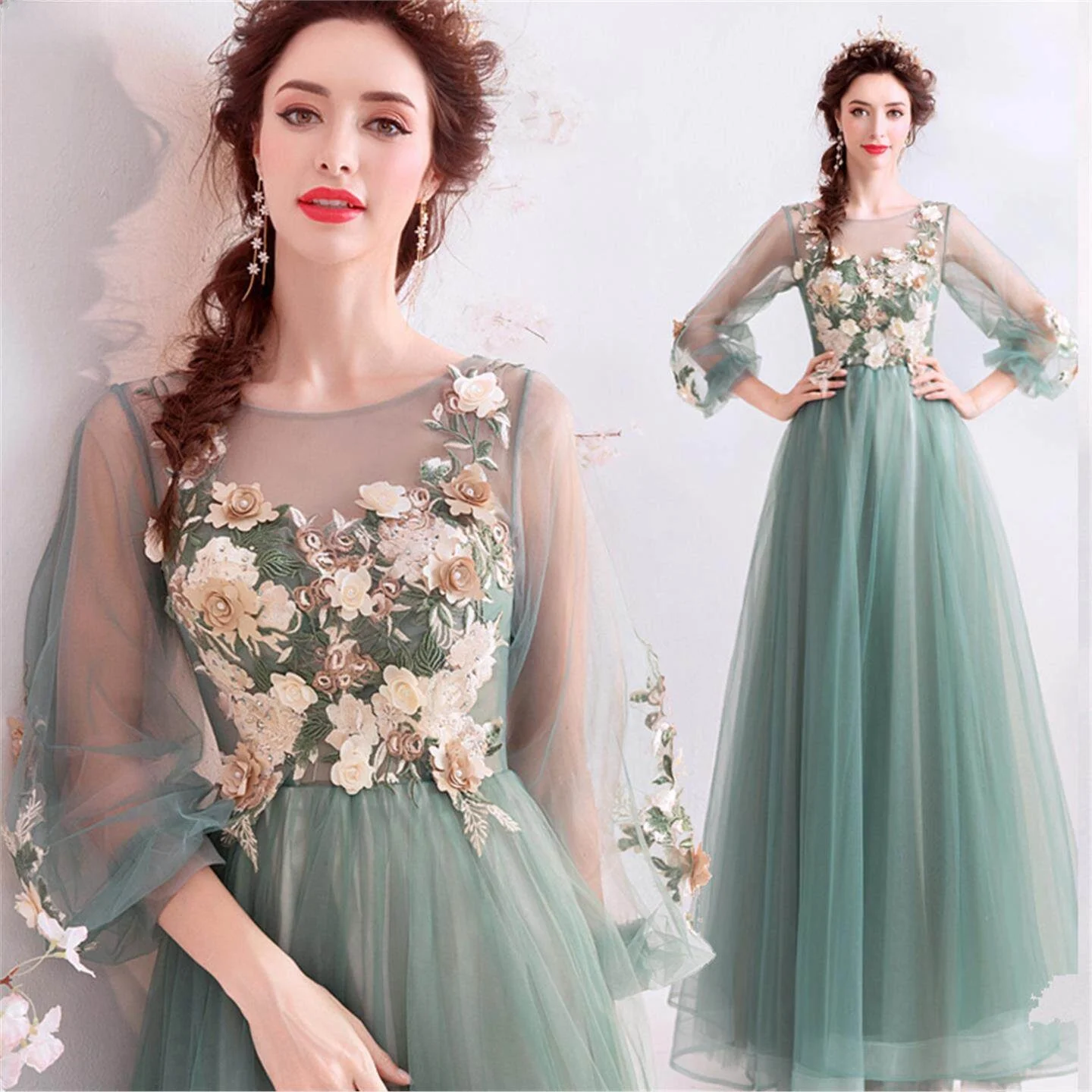 Elegant Green Long Sleeve Evening Gown LinJ High-End Dress for Performance Hostess Showbiz Ball European Style mid Waist
Elegant Green Long Sleeve Evening Gown LinJ High-End Dress for Performance Hostess Showbiz Ball European Style mid Waist