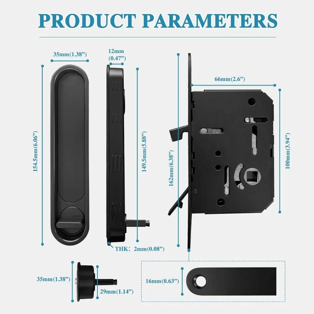 Privacy Pocket Door Lock Hardware,Recessed Sliding Door Handle with Lock,Hidden Door Lock with Door Edge Pull
Privacy Pocket Door Lock Hardware,Recessed Sliding Door Handle with Lock,Hidden Door Lock with Door Edge Pull
