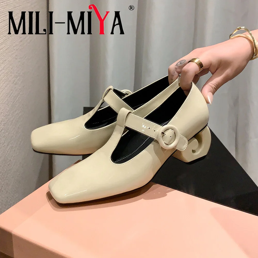 MILI-MIYA/Новое поступление, женские туфли-лодочки из коровьей кожи на странном толстом каблуке, однотонные модельные туфли с квадратным носком и пряжкой на ремешке, вечерние туфли для женщин
MILI-MIYA/Новое поступление, женские туфли-лодочки из коровьей кожи на странном толстом каблуке, однотонные модельные туфли с квадратным носком и пряжкой на ремешке, вечерние туфли для женщин