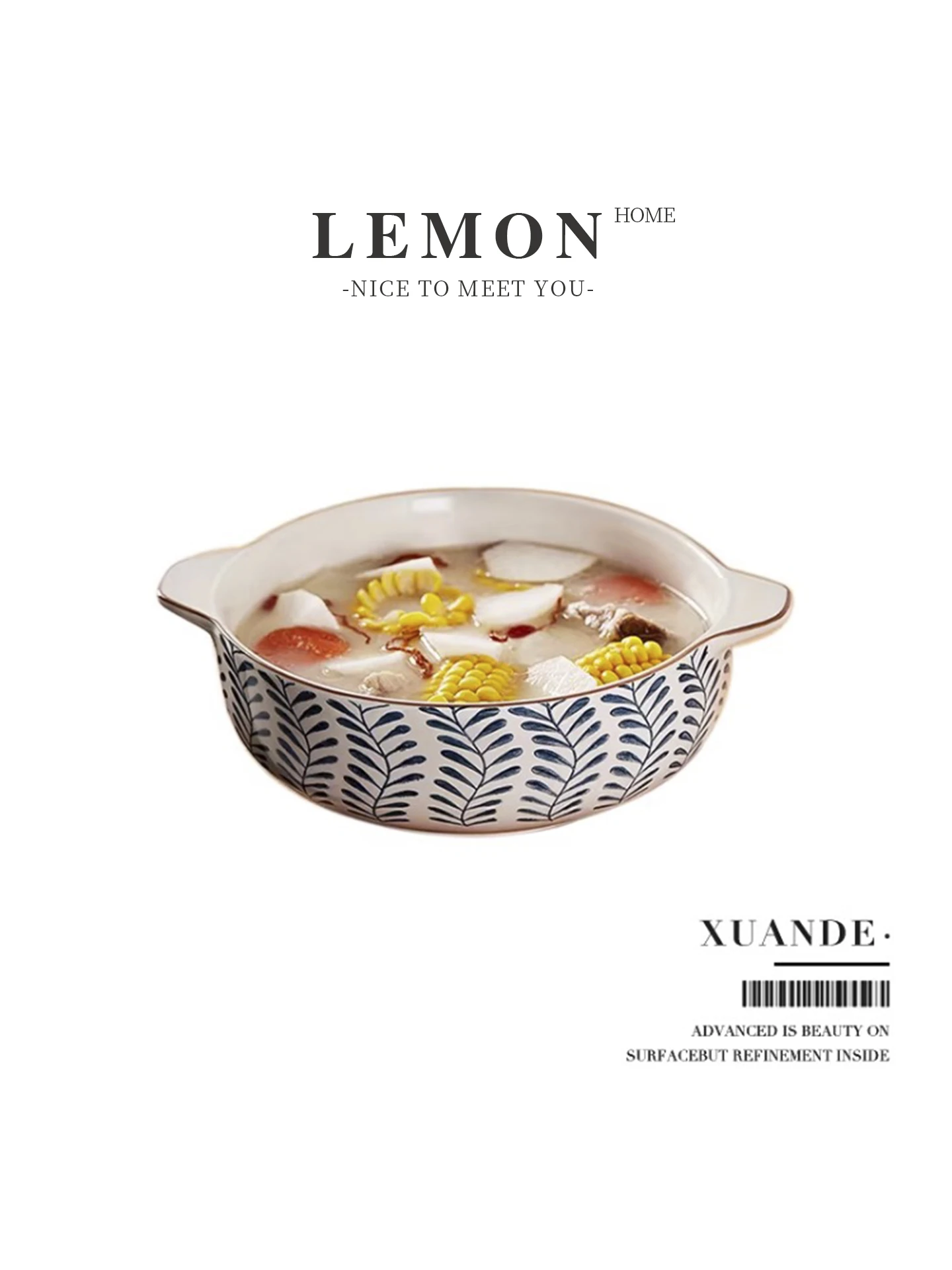 Japanese Style Ceramic Double Ear Soup Bowl LEMON HOME Fish Soup Bowl Textured Diningware round Shape Straight Floral Pa...
Japanese Style Ceramic Double Ear Soup Bowl LEMON HOME Fish Soup Bowl Textured Diningware round Shape Straight Floral Pa...