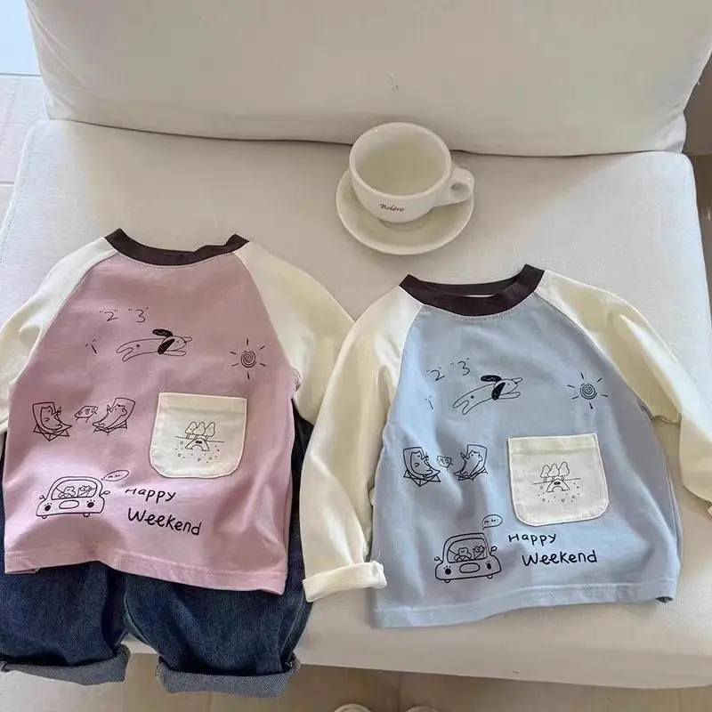 Boys T-shirts Autumn Children Tees Casual Pocket Tops for Kids Long-sleeved Toddler Cartoon Bottom Baby Girls Outfits Clothing
Boys T-shirts Autumn Children Tees Casual Pocket Tops for Kids Long-sleeved Toddler Cartoon Bottom Baby Girls Outfits Clothing