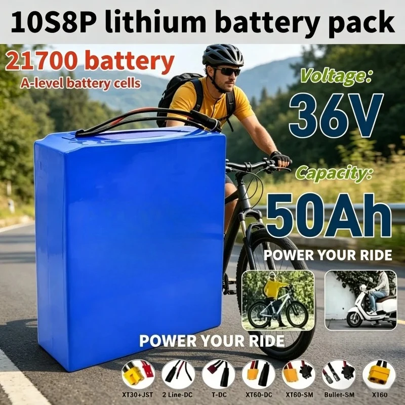 New 36V 50Ah Battery Pack 1000W, 10S8P Rechargeable Lithium Battery with Charger, High Capacity for Scooters, Outdoor Travel
New 36V 50Ah Battery Pack 1000W, 10S8P Rechargeable Lithium Battery with Charger, High Capacity for Scooters, Outdoor Travel