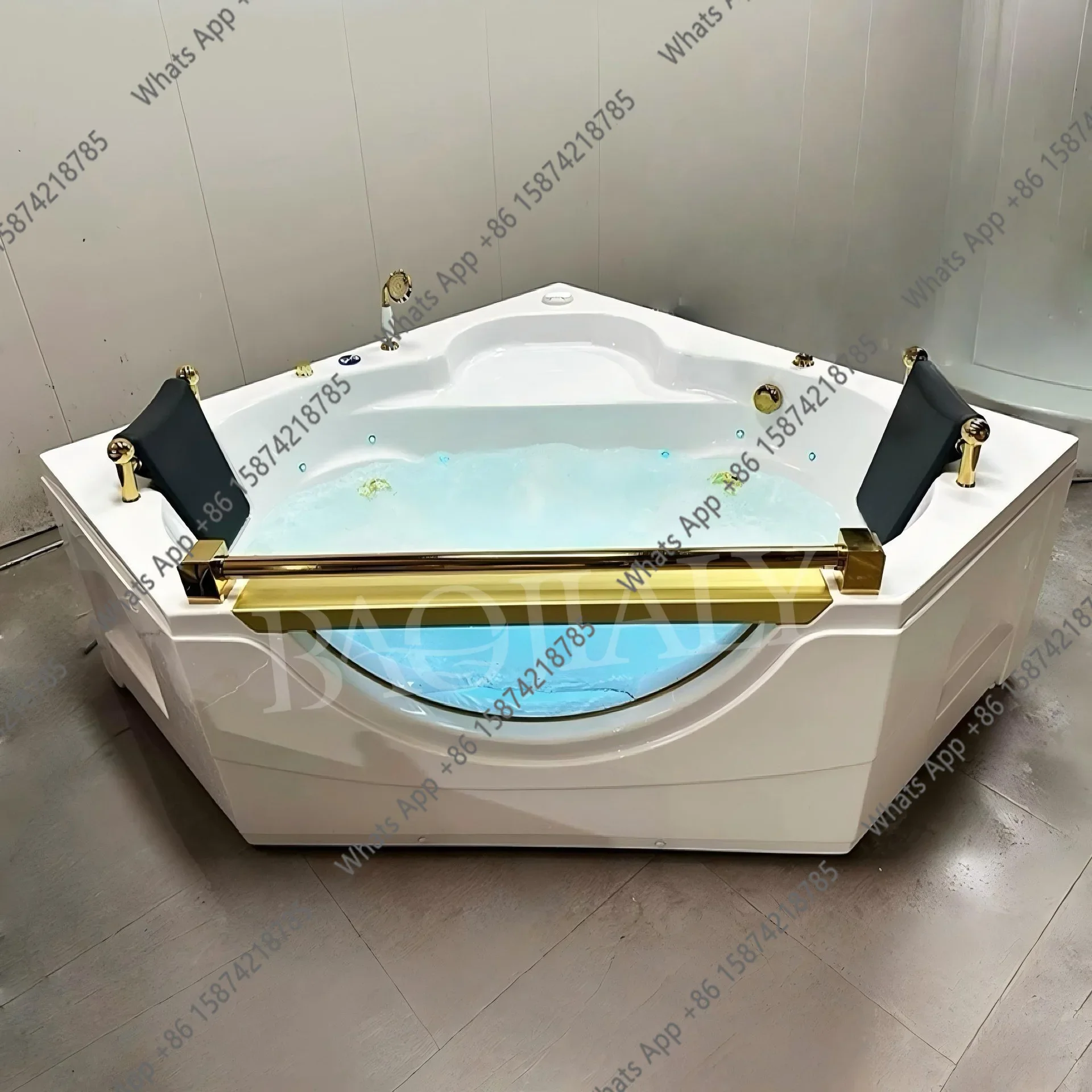 X30 White Acrylic Glass Bathtub For 2 People Massage Corner Bathtub With Golden Armrests Installed Hotel Villa Bathtub
X30 White Acrylic Glass Bathtub For 2 People Massage Corner Bathtub With Golden Armrests Installed Hotel Villa Bathtub