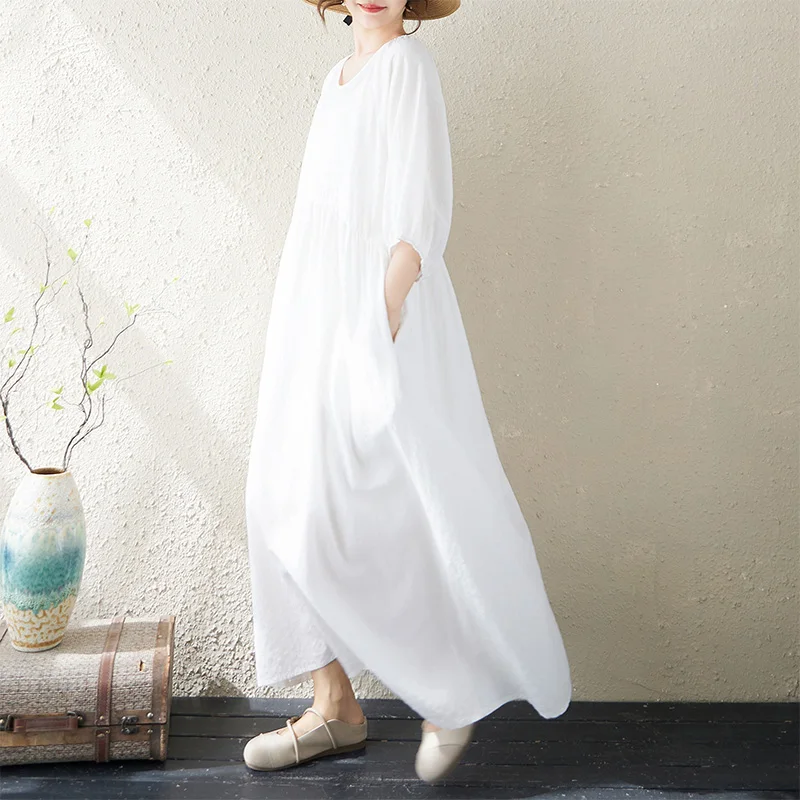 Summer New Style Simple White Double Layered Lace Loose Lantern Sleeve round Neck plus Size Dress Artistic Citywalk Cotton Po...
Summer New Style Simple White Double Layered Lace Loose Lantern Sleeve round Neck plus Size Dress Artistic Citywalk Cotton Po...
