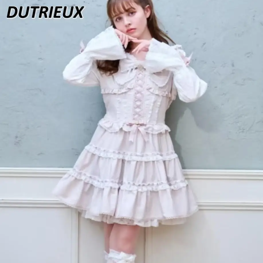 Japanese Sweet Girl Lace Bow Horn Long Sleeve Slimming Cake Dress Spring Kawaii Cute Versatile High Waist Short Dresses
Japanese Sweet Girl Lace Bow Horn Long Sleeve Slimming Cake Dress Spring Kawaii Cute Versatile High Waist Short Dresses