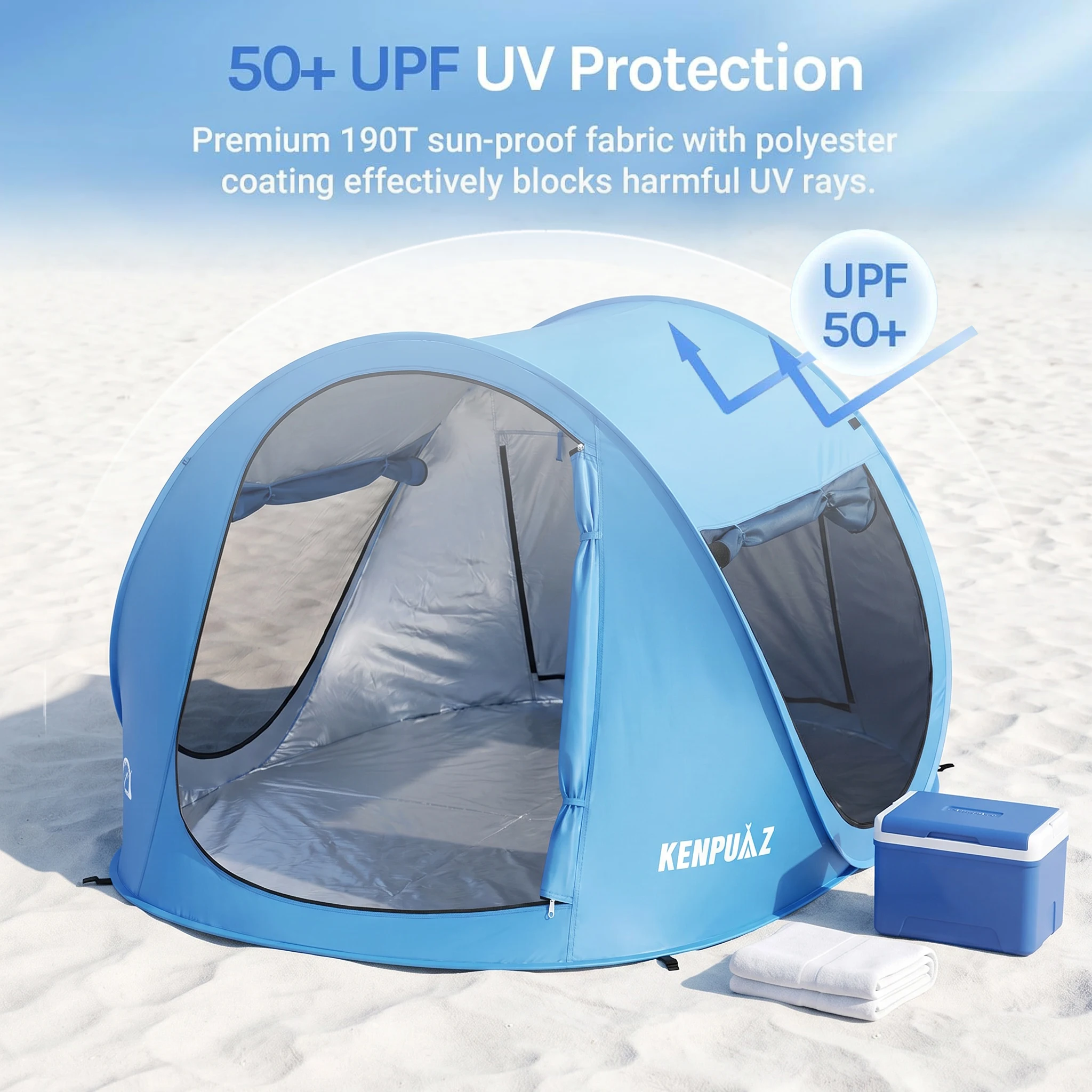 Pop-Up Beach Sun Shelter with UPF50+ UV Protection - Instant Easy Setup for 3 Persons, Portable & Foldable with Carrying Bag, Bl
Pop-Up Beach Sun Shelter with UPF50+ UV Protection - Instant Easy Setup for 3 Persons, Portable & Foldable with Carrying Bag, Bl