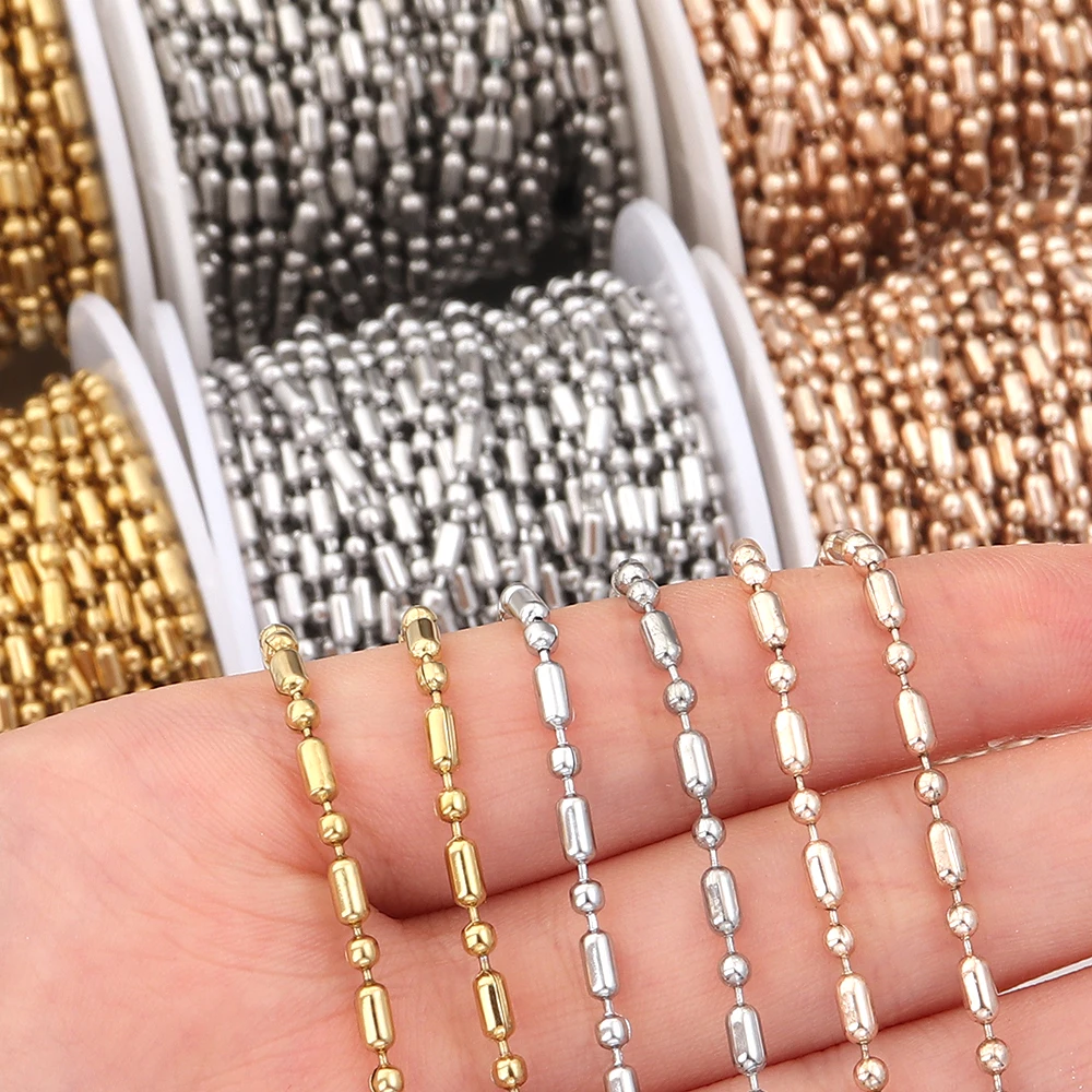 10yards/roll Stainless Steel Chain 2.4mm Gold Color Beads Chain for Jewelry Making DIY Bracelet Necklace Handmade Accessories
10yards/roll Stainless Steel Chain 2.4mm Gold Color Beads Chain for Jewelry Making DIY Bracelet Necklace Handmade Accessories