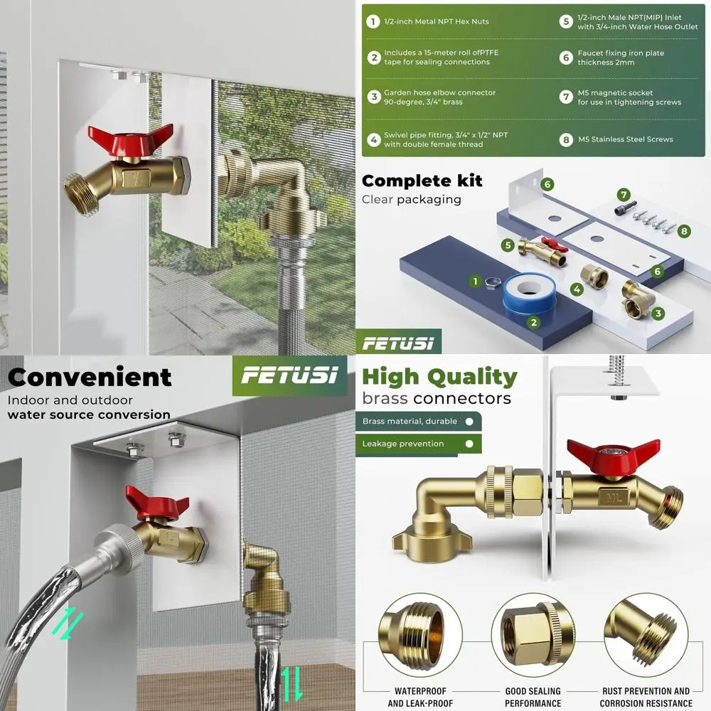 Outdoor Water Access Kit with Hose Extender, Durable Brass Connector, and Screen Door Adapter for Easy DIY Installation in Patio
Outdoor Water Access Kit with Hose Extender, Durable Brass Connector, and Screen Door Adapter for Easy DIY Installation in Patio