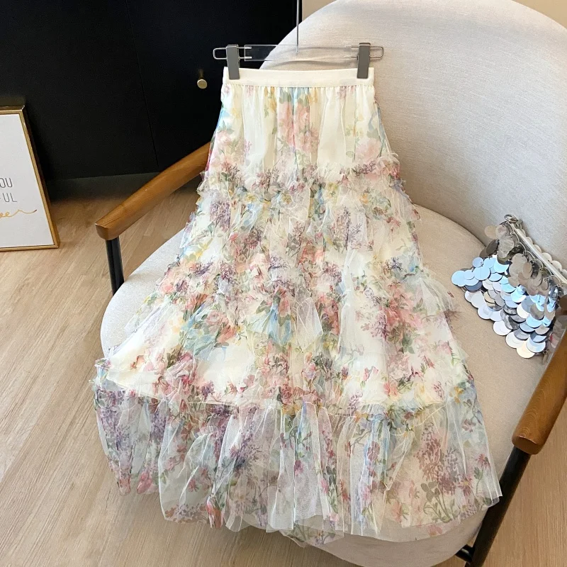 High Waist Floral Tulle Long Skirt Women 2026 Summer New Ruffle Layered Elegant Party Casual Midi Skirts For Women
High Waist Floral Tulle Long Skirt Women 2026 Summer New Ruffle Layered Elegant Party Casual Midi Skirts For Women