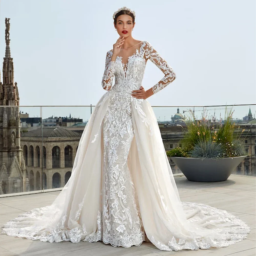 Customize Elegant Mermaid Wedding Dress Detachable Lace Bridal Dress Beach Wedding Dress Vestido De Novia
Customize Elegant Mermaid Wedding Dress Detachable Lace Bridal Dress Beach Wedding Dress Vestido De Novia