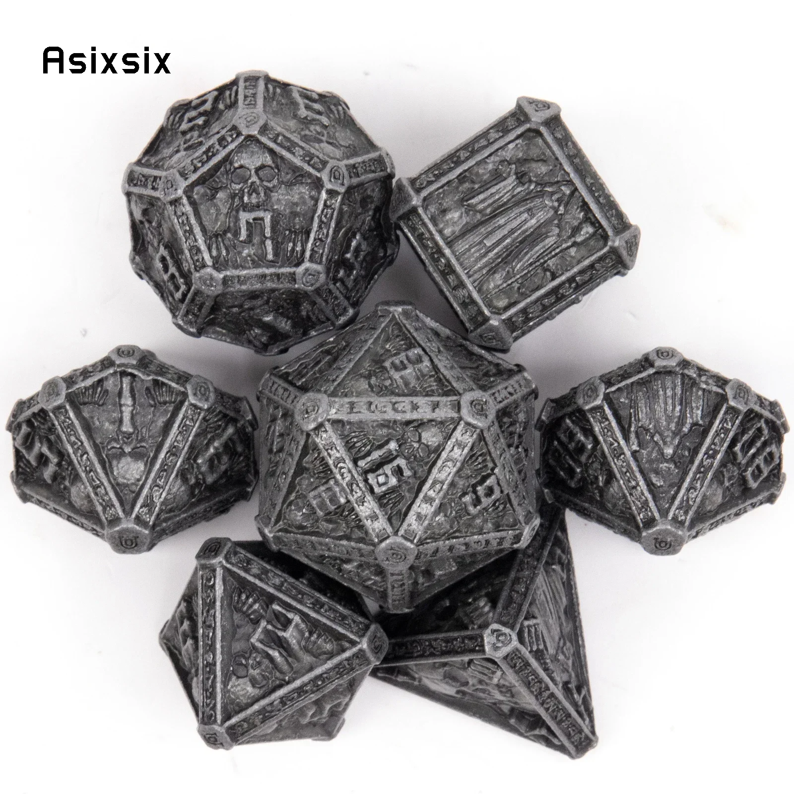 7 Pcs Silver Skull Ghost Metal Dice Solid Metal Polyhedral Dice Set Suitable for Role-Playing RPG Board Game Gift
7 Pcs Silver Skull Ghost Metal Dice Solid Metal Polyhedral Dice Set Suitable for Role-Playing RPG Board Game Gift