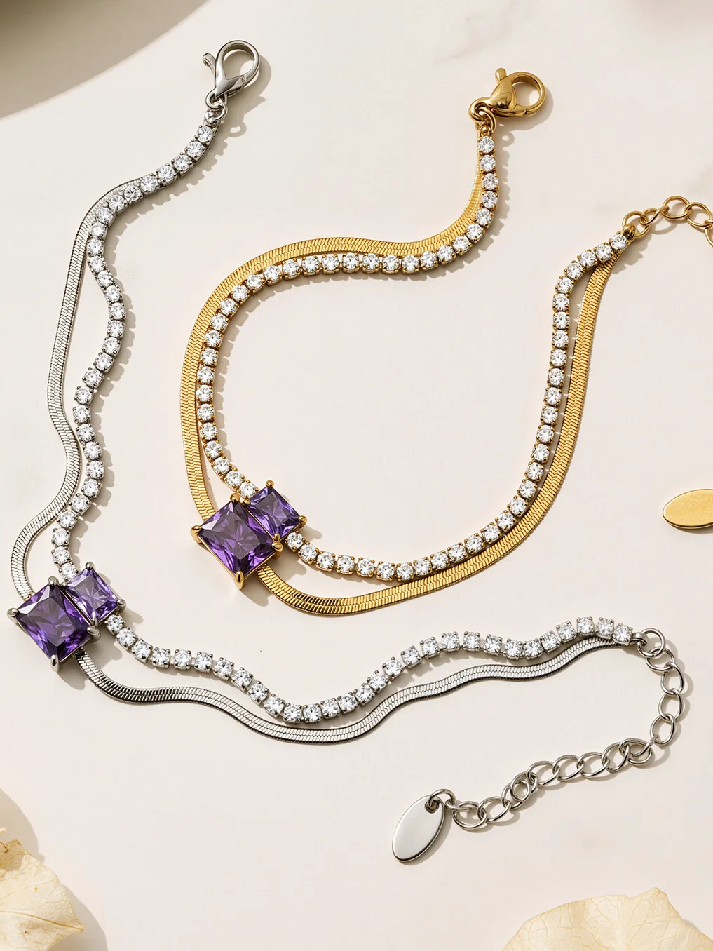 Роскошные теннисные браслеты Liora с кубическим цирконием для женщин, браслет на запястье с двойной цепочкой из нержавеющей стали, свадебные украшения, подарки
Роскошные теннисные браслеты Liora с кубическим цирконием для женщин, браслет на запястье с двойной цепочкой из нержавеющей стали, свадебные украшения, подарки