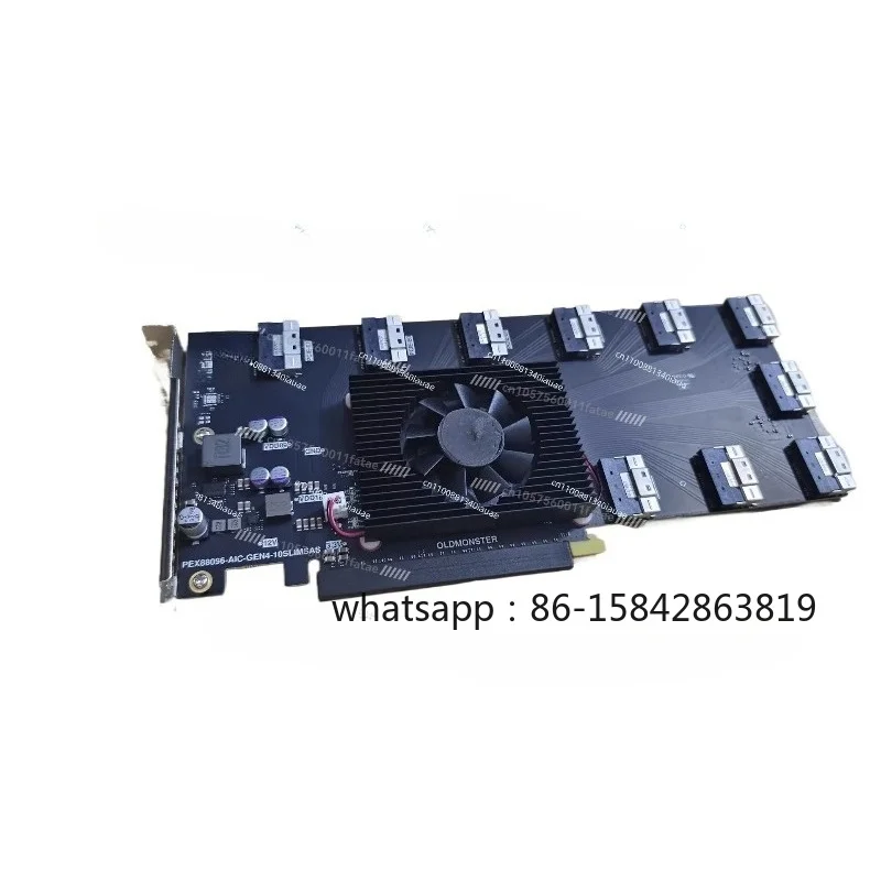SFF-8654 SlimSAS Bifurcation Card, PLX88096 PCIe 4.0 x16 to 10-Port NVMe Expansion Card, No Driver Required
SFF-8654 SlimSAS Bifurcation Card, PLX88096 PCIe 4.0 x16 to 10-Port NVMe Expansion Card, No Driver Required