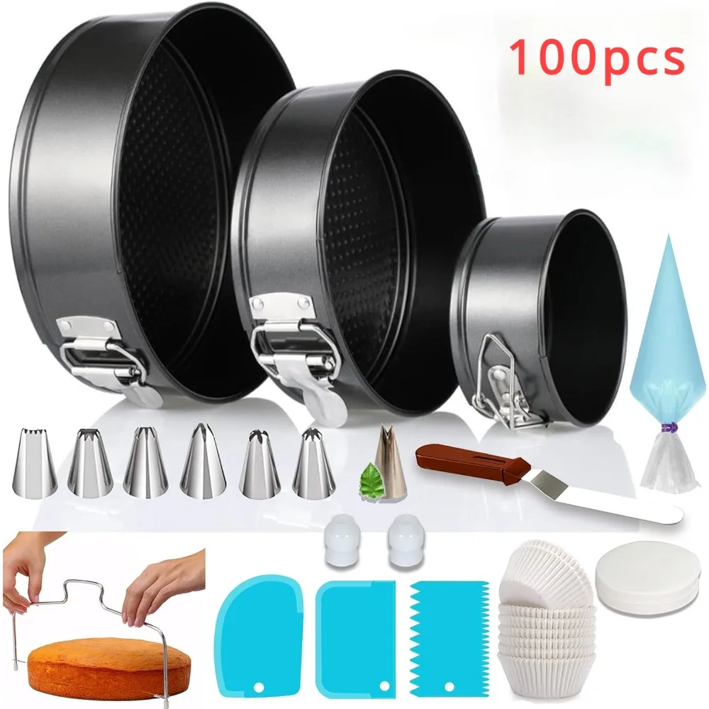 100pcs Non-Stick Springform Pans Set Cake Decorating Kit Piping Tips, Cake Leveler Multi-functional Leak-Proof CheeseCake Pan
100pcs Non-Stick Springform Pans Set Cake Decorating Kit Piping Tips, Cake Leveler Multi-functional Leak-Proof CheeseCake Pan